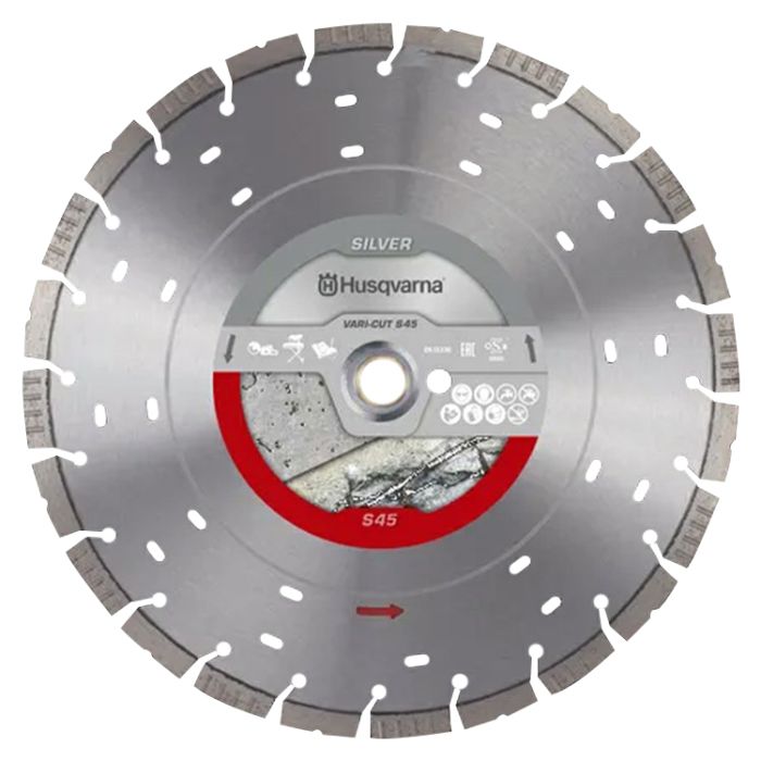 Husqvarna 14″ x 0.125″ x 1″ / 0.787″ Vari-Cut S45 Diamond Wet and Dry Segmented Blade