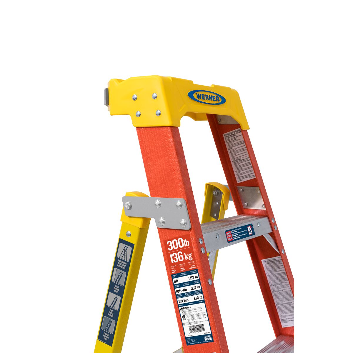 8ft Type IA Fiberglass Leaning Ladder L6208