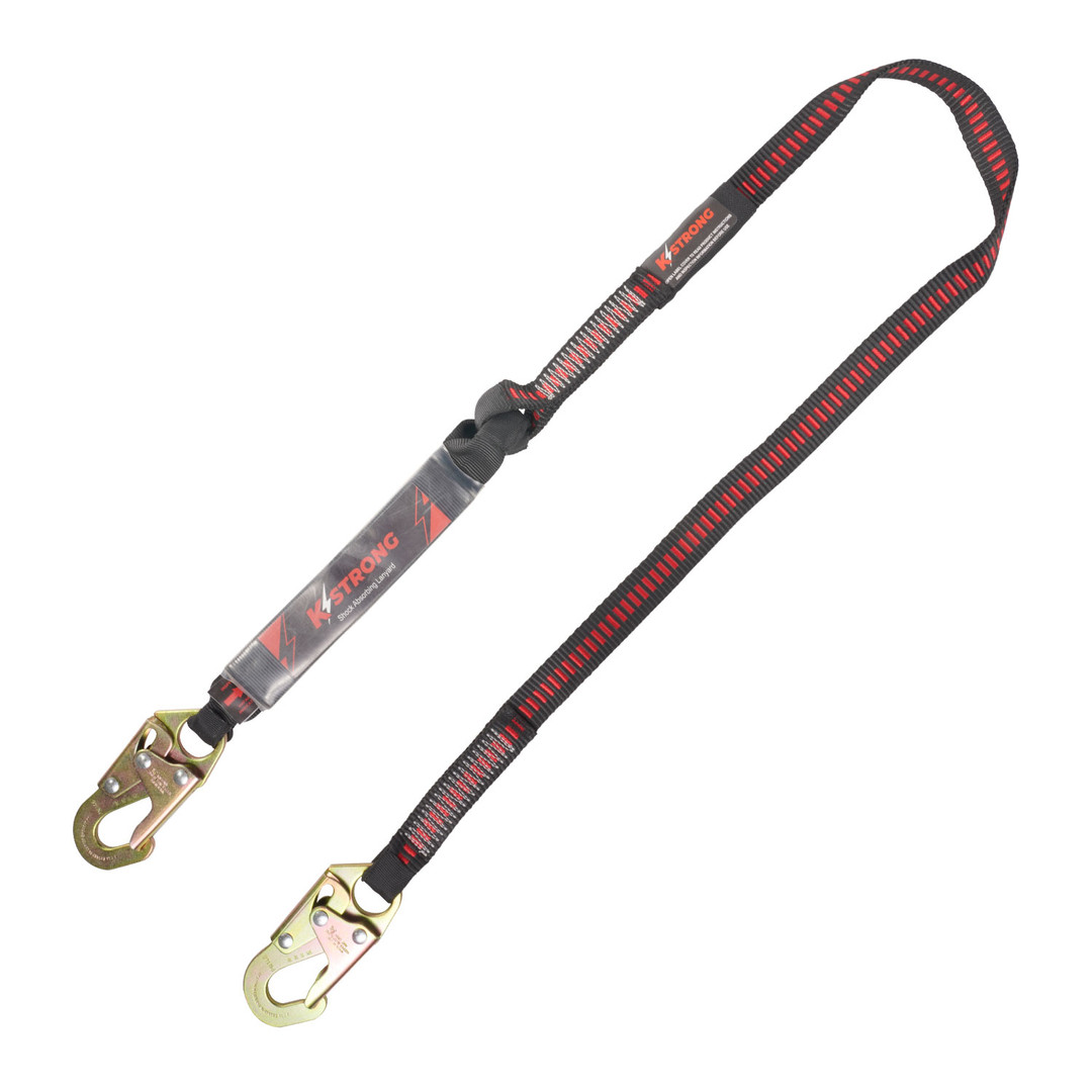 KStrong UFL201101 1 Leg Clear Pack Style Shock Absorbing Lanyard with Snap Hook – Each